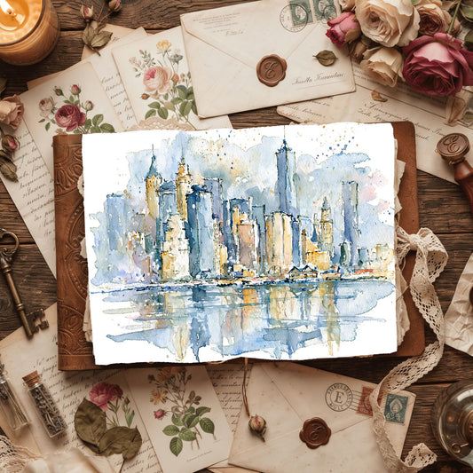 Minimalist Japanese New York Watercolor