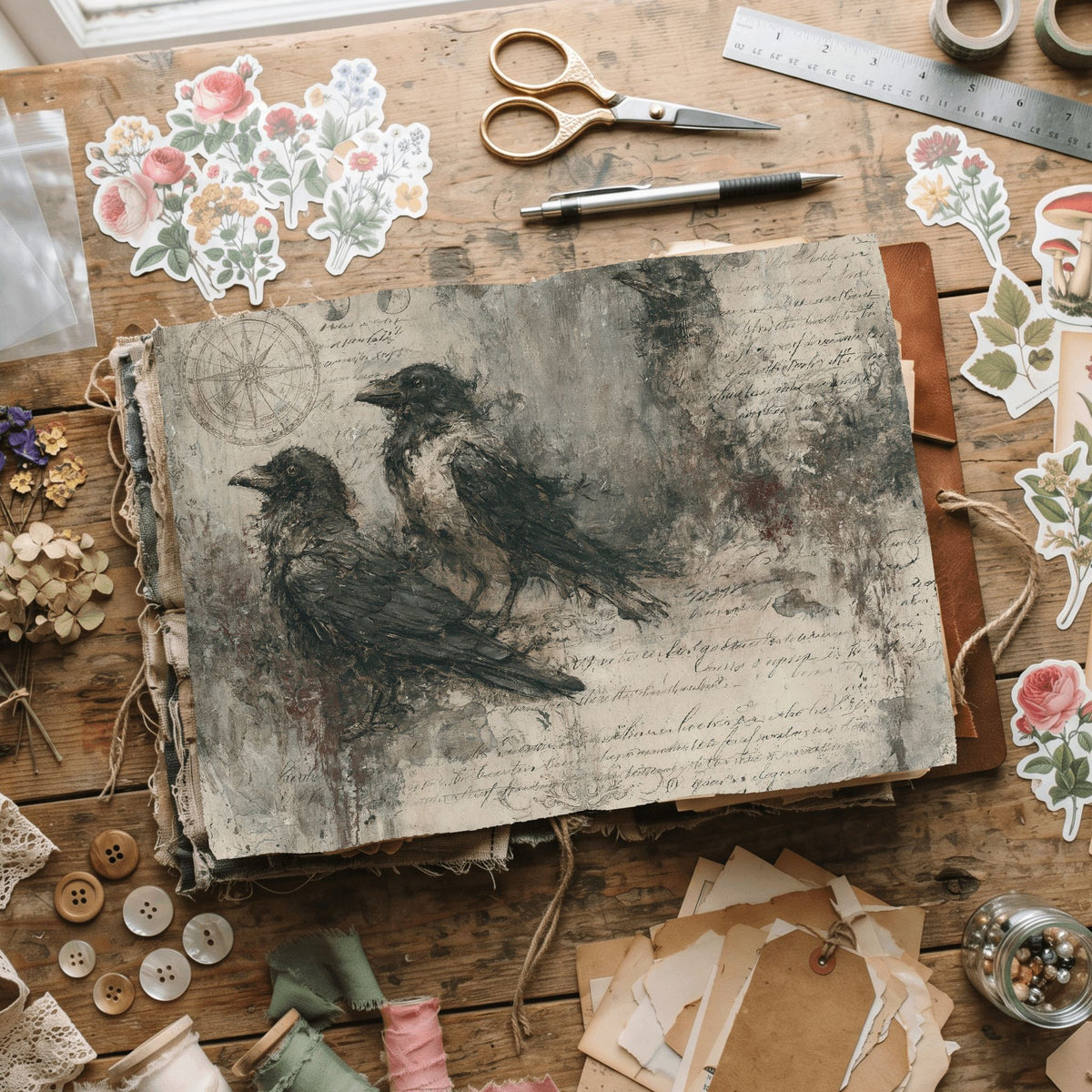 Mysterious Raven Journal Paper