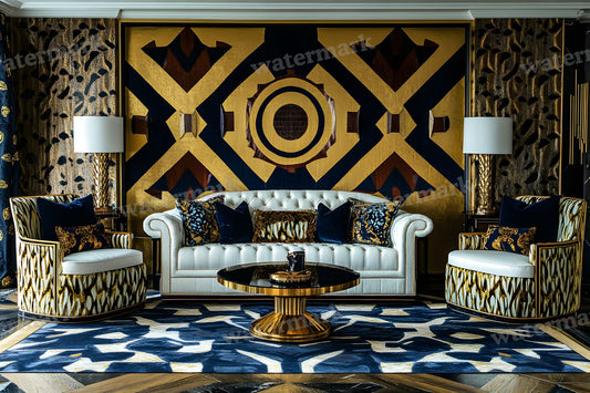 Opulent Art Deco digital photo backdrop for photo editing, preview 1