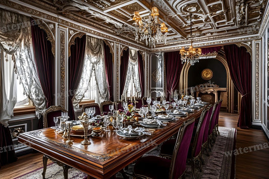 Opulent Dining Room digital photo backdrop for photo editing, preview 1