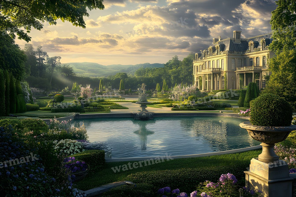 Opulent Estate View digital photo backdrop for photo editing, preview 1