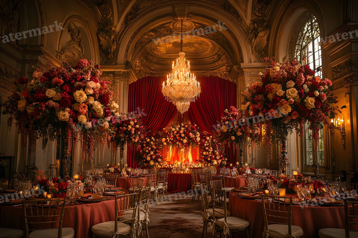 Opulent Wedding Ballroom digital photo backdrop for photo editing, preview 1