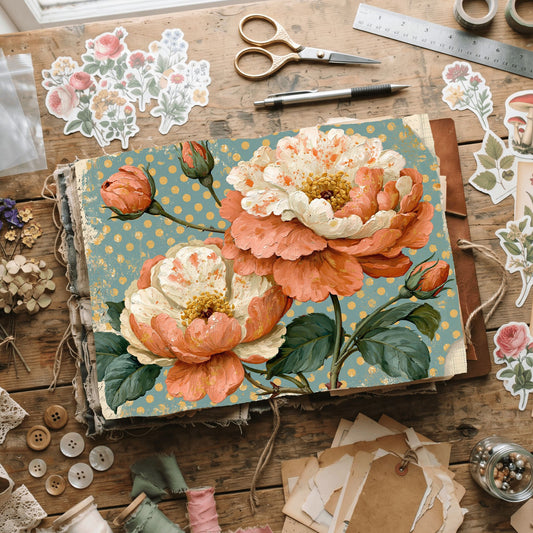 Orange Shabby Chic Journal Paper