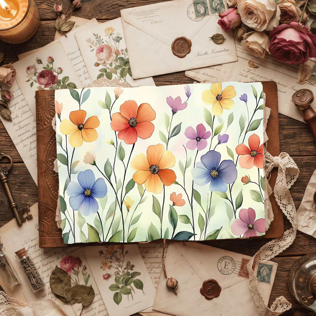 Pastel Botanical Floral Bloom Paper