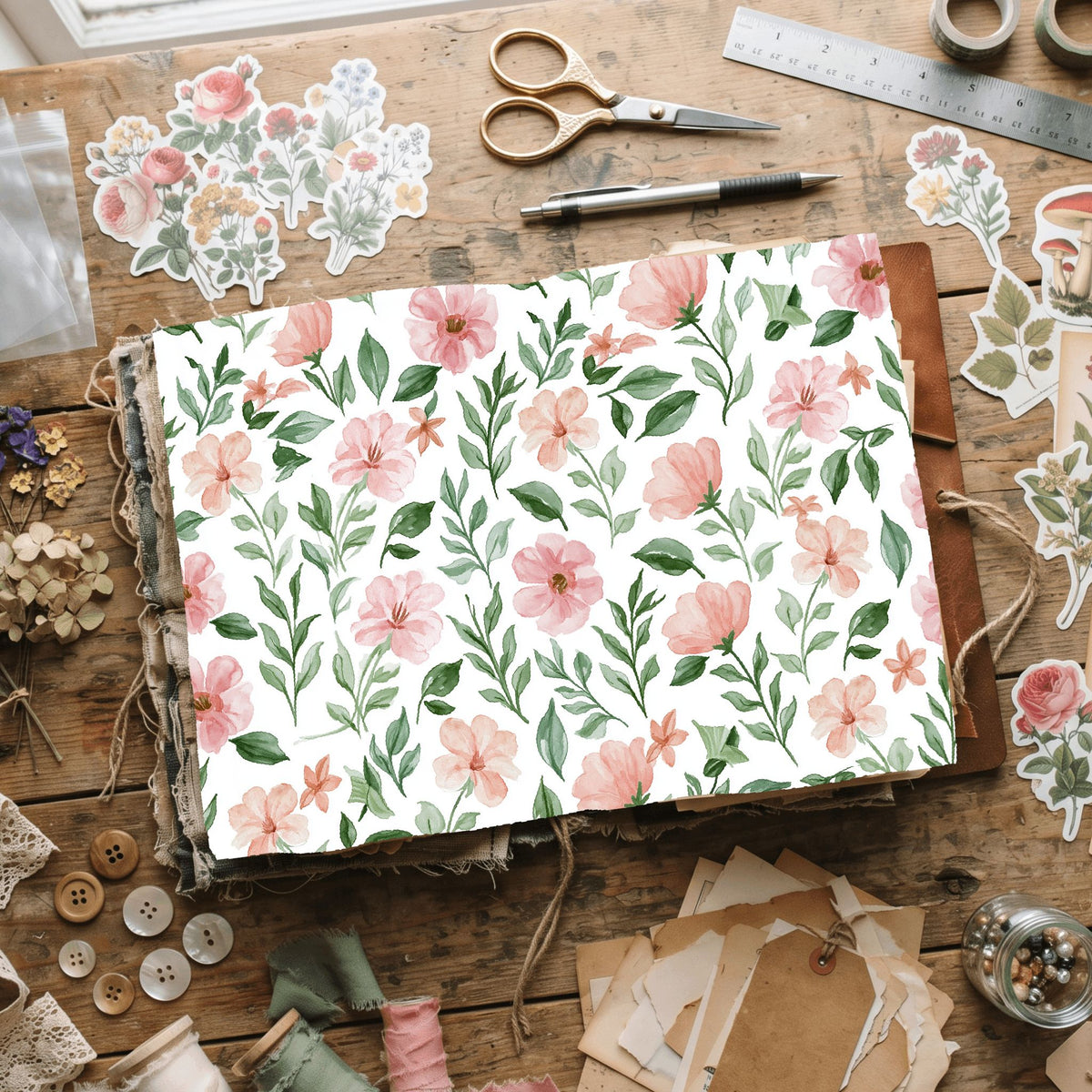 Pastel Pink & Green Watercolor Pattern