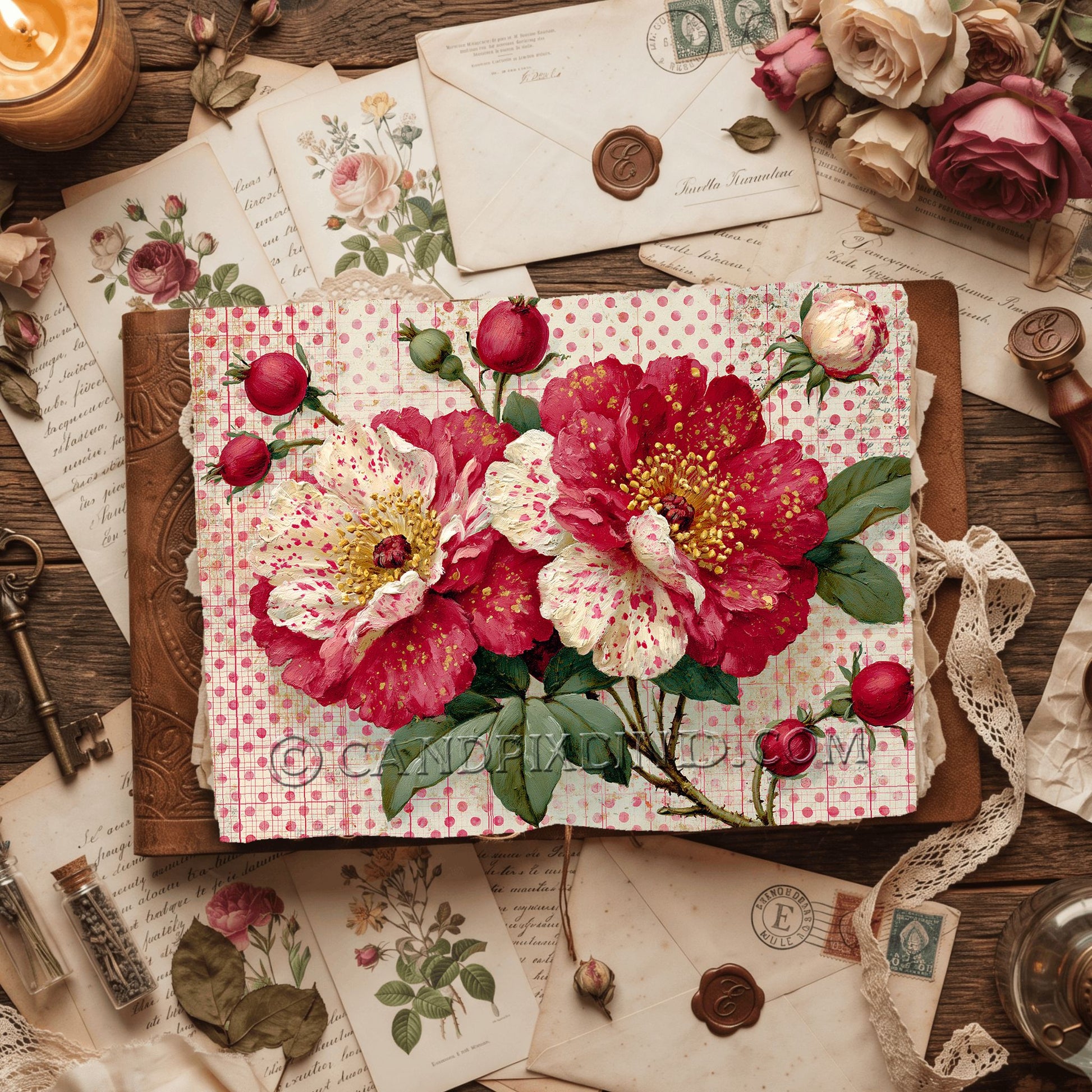 Pink & Gold Shabby Chic Journal Paper