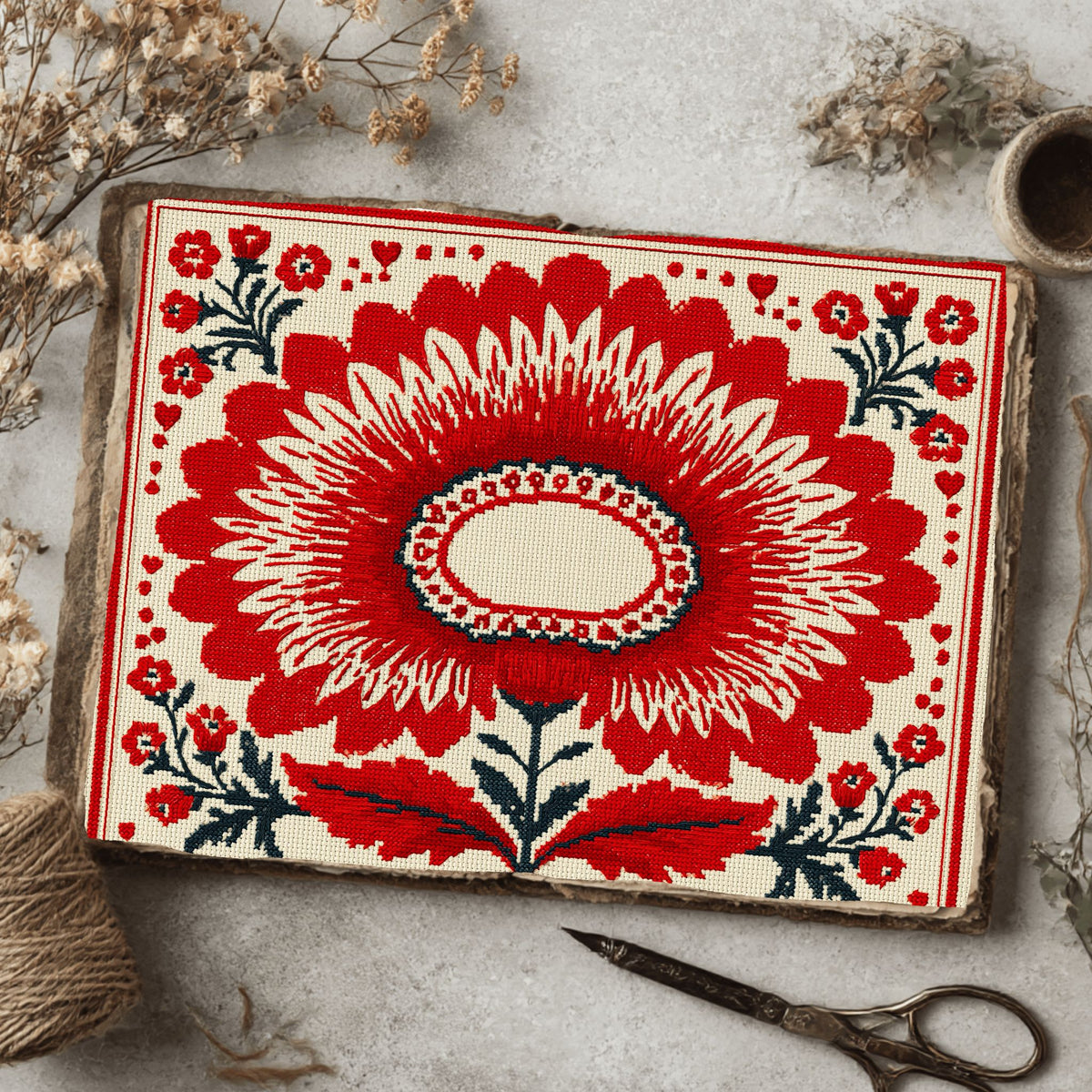 Primitive Cross Stitch Label Frame