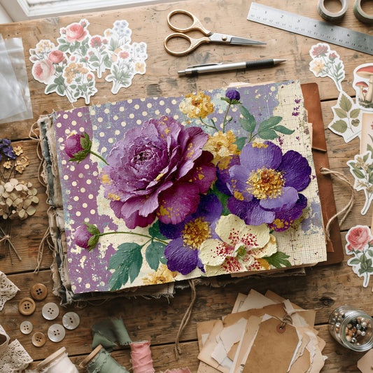 Purple Shabby Chic Journal Paper