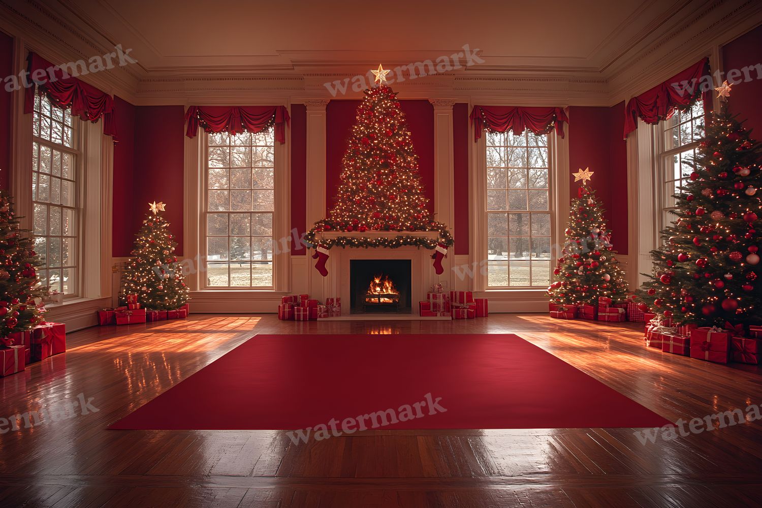 Red Christmas Backdrop Images