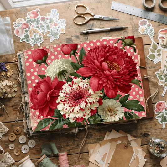 Red Shabby Chic Journal Paper
