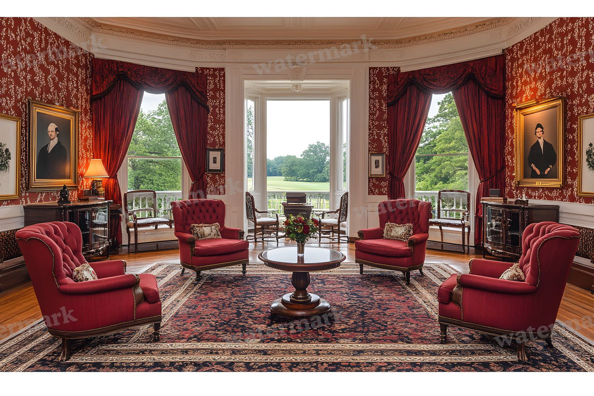 Regal Wallpapered Room digital photo backdrop for photo editing, preview 1