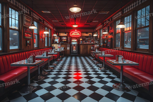 Retro Diner Booth Backdrop Images
