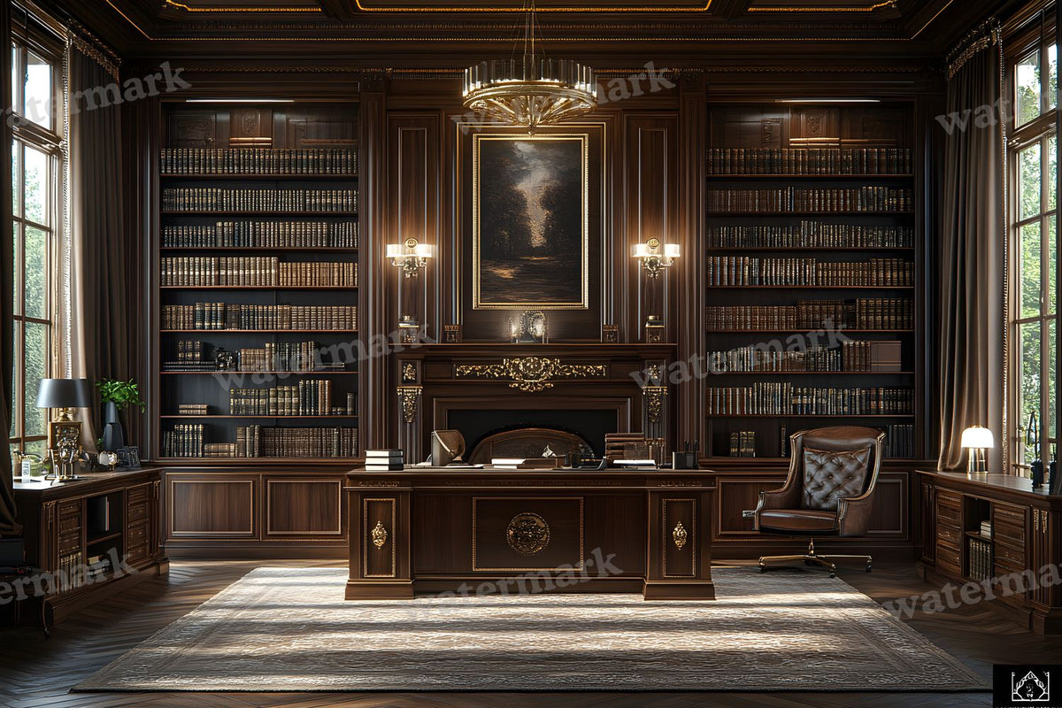 Royal Study Elegance digital photo backdrop for photo editing, preview 1
