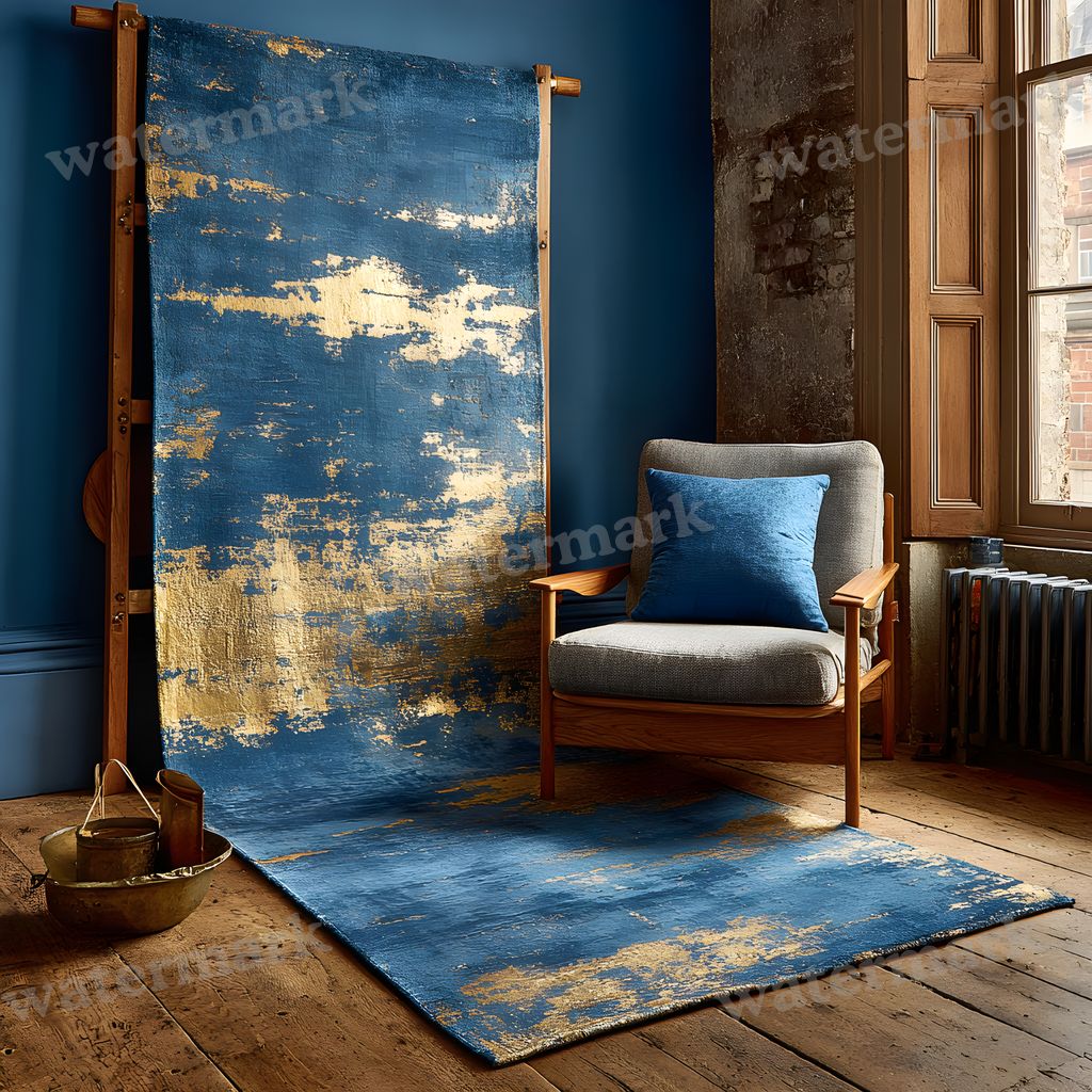 Sapphire Blue Gold Snowy Indoor Christmas Backdrop Images