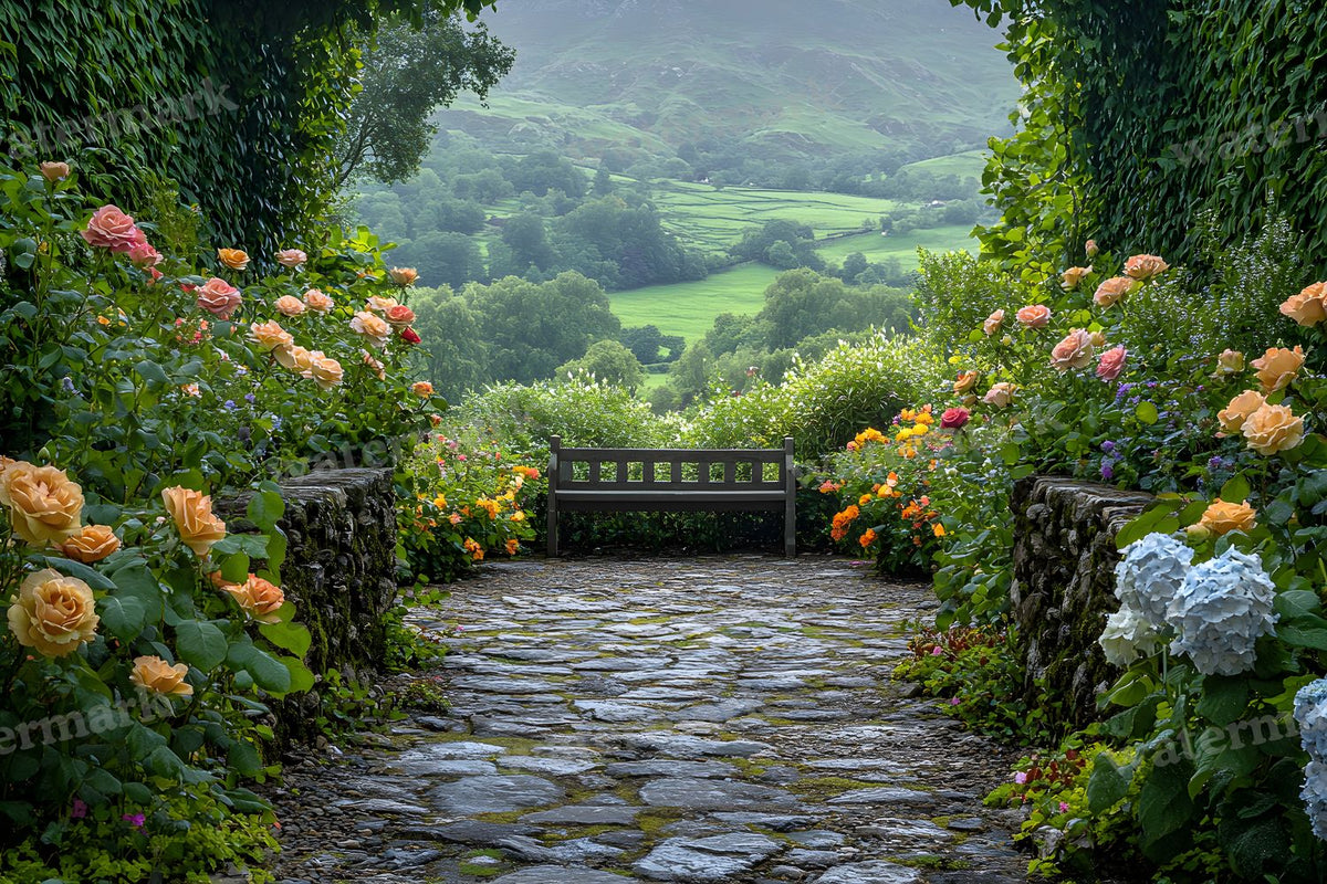 Secret Garden Overlook digital photo backdrop for photo editing, preview 1