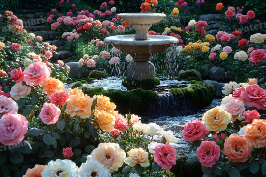 Secret Rose Garden Vintage digital photo backdrop for photo editing, preview 1