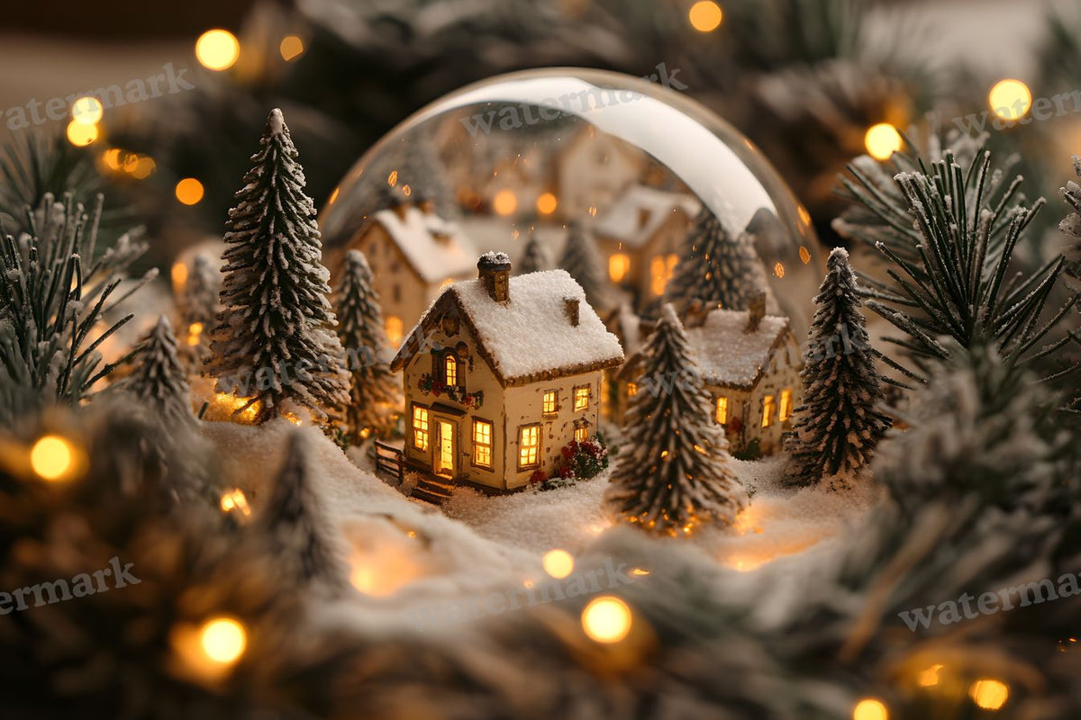Snowy Snow Globe digital photo backdrop for photo editing, preview 1