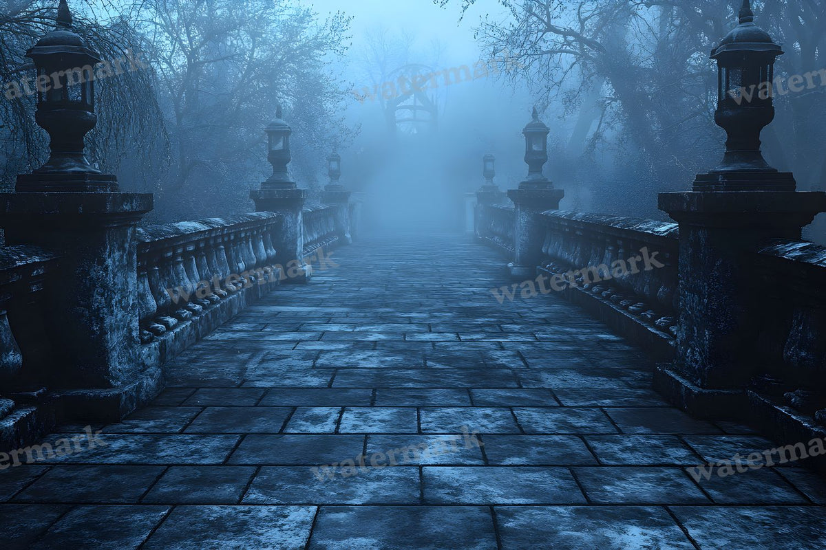 Spooky Forest digital photo backdrop for photo editing, preview 1
