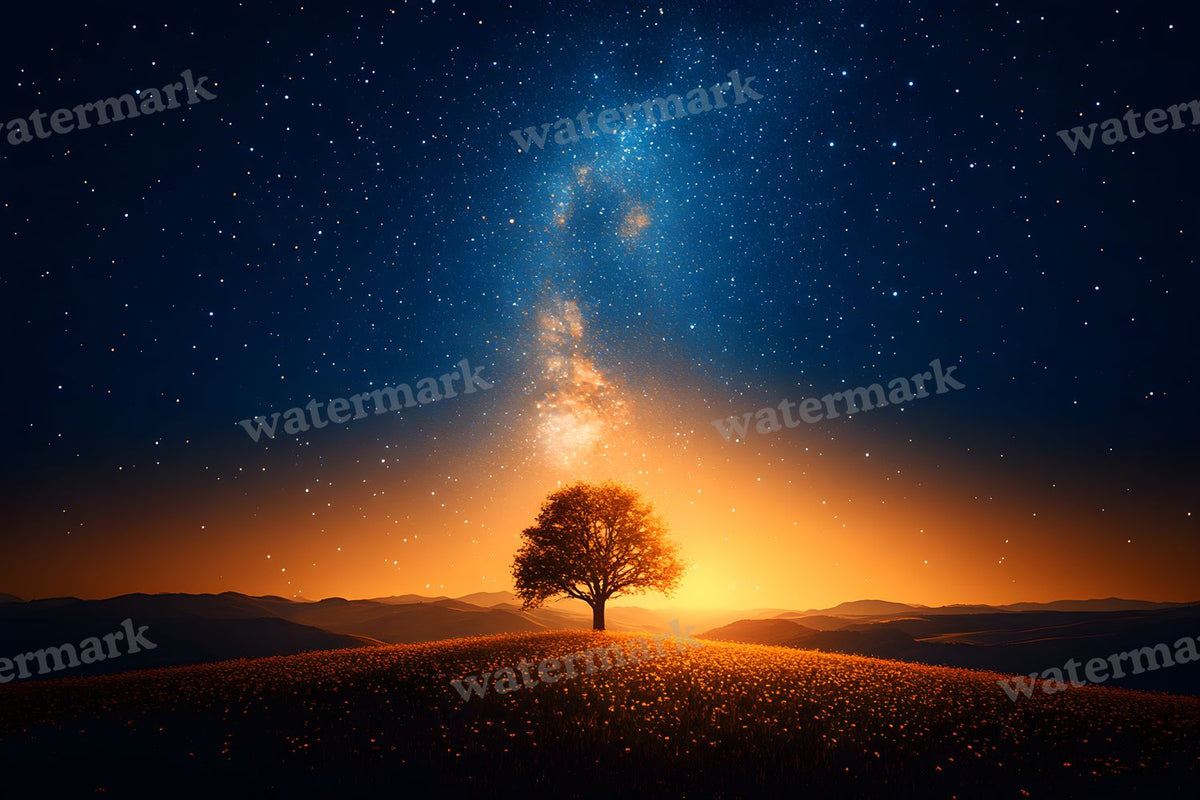 Starry Night Sky digital photo backdrop for photo editing, preview 1