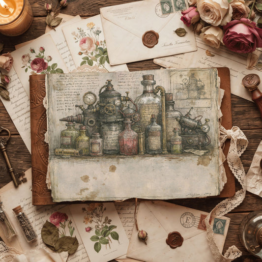 Steampunk Apothecary Notebook Paper