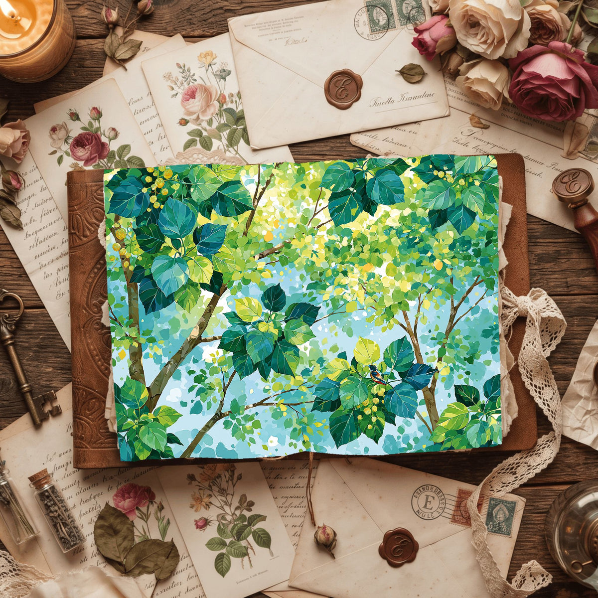 Sunlit Leaves Watercolor Texture
