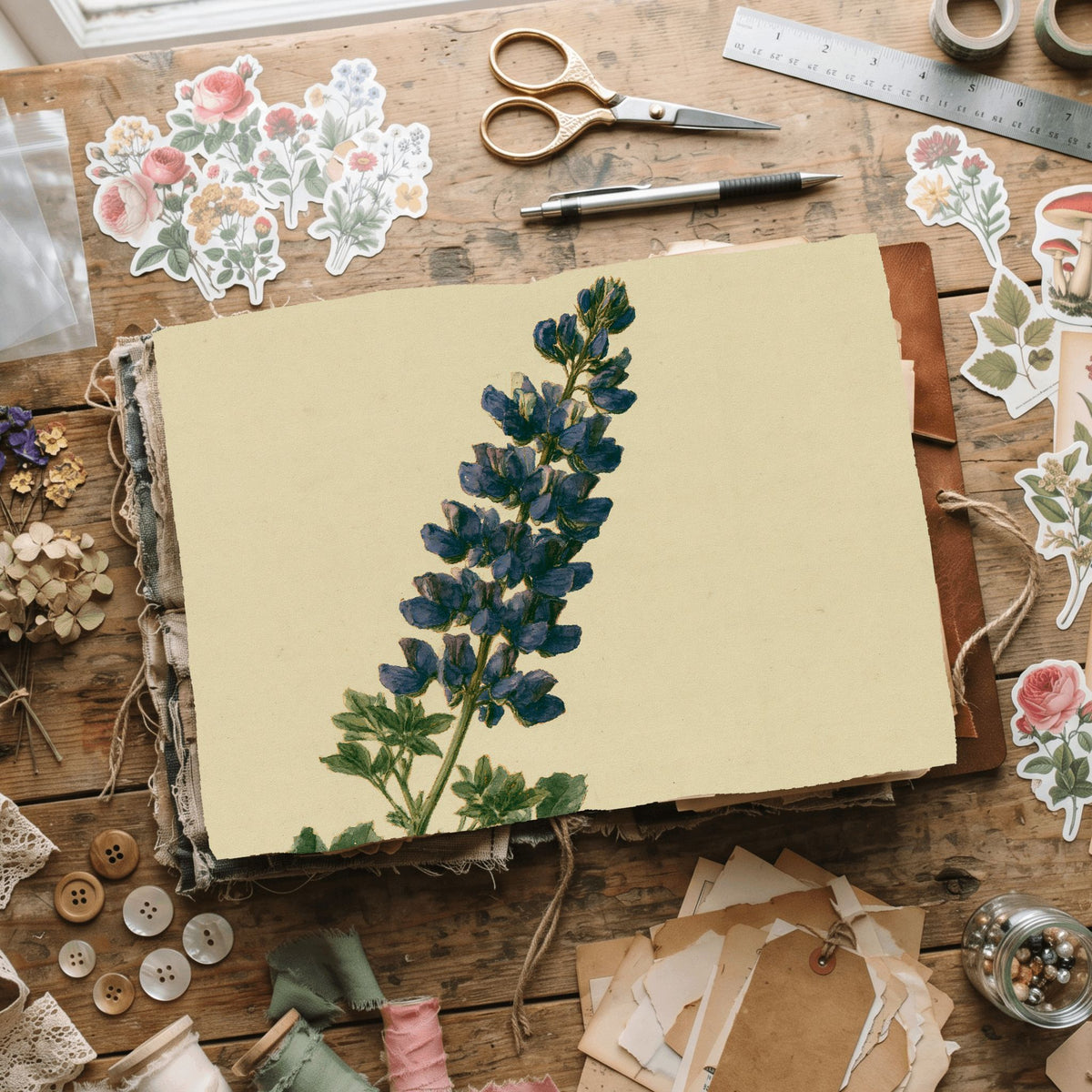 Vintage Arroyo Lupine Botanical Illustration