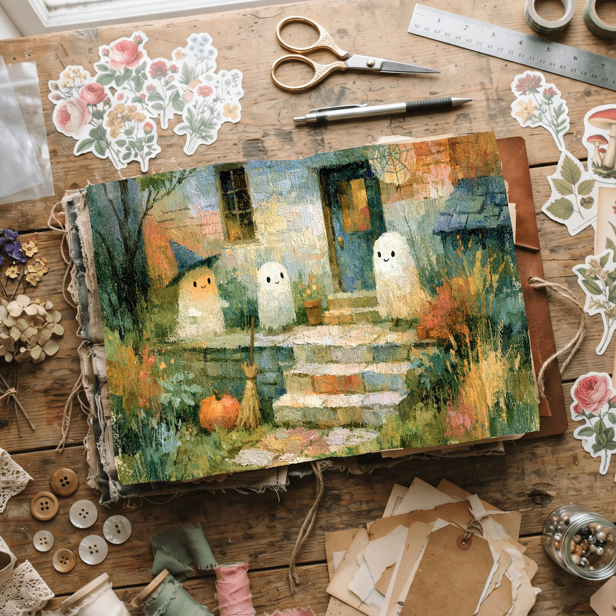 Vintage Halloween Oil Painting