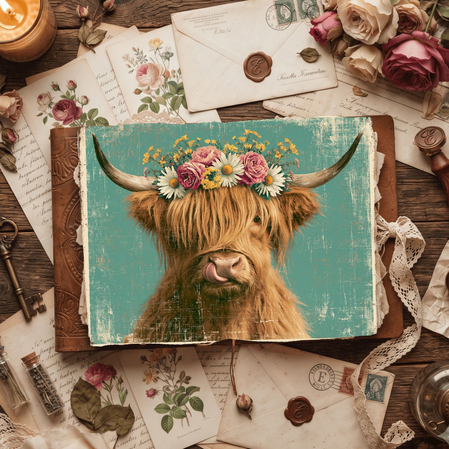 Vintage Highland Cow Tin Sign