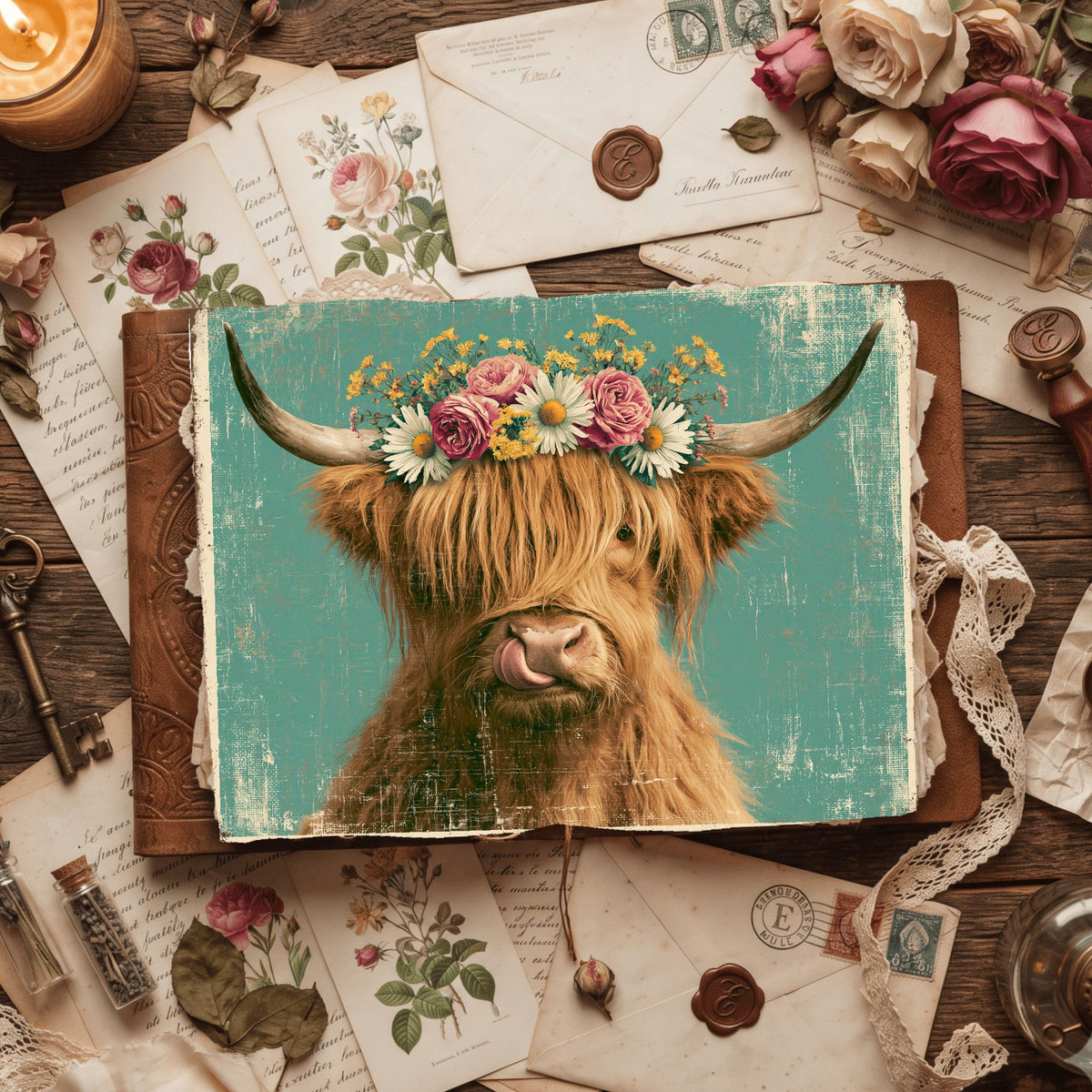 Vintage Highland Cow Tin Sign
