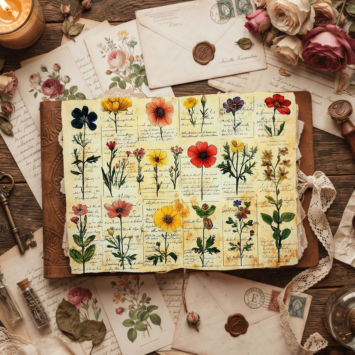 Vintage Wildflower Writing Paper