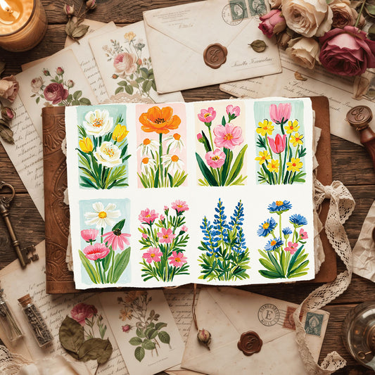 Watercolor Wildflower Botanical Illustration Set
