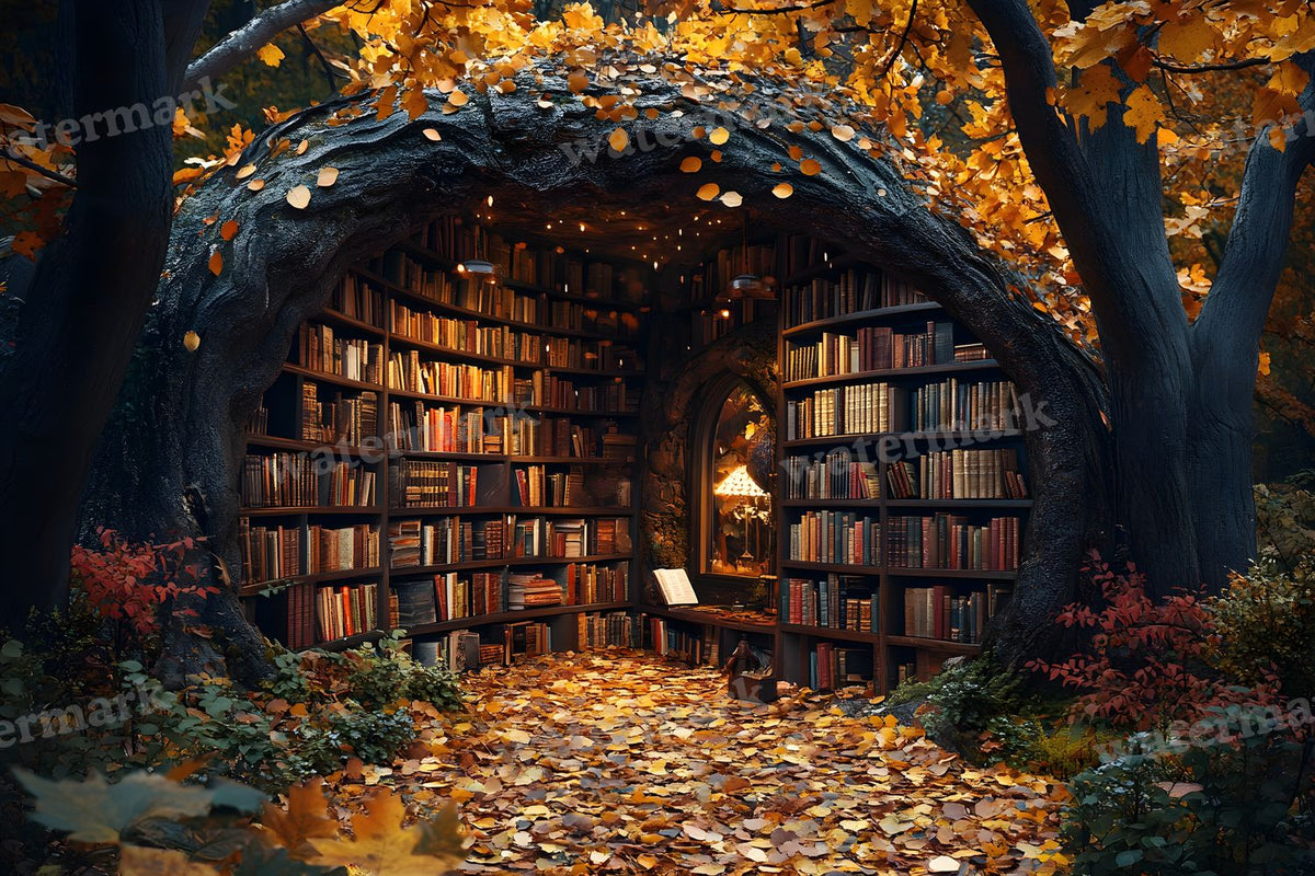 Whisper Library Forest digital photo backdrop for photo editing, preview 1