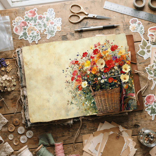 Wildflower Bicycle Basket Paper