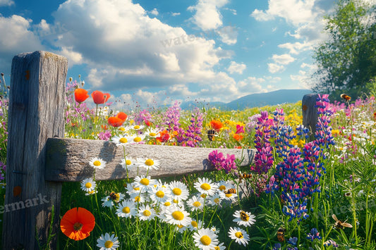 Wildflower Haven Botanical digital photo backdrop for photo editing, preview 1
