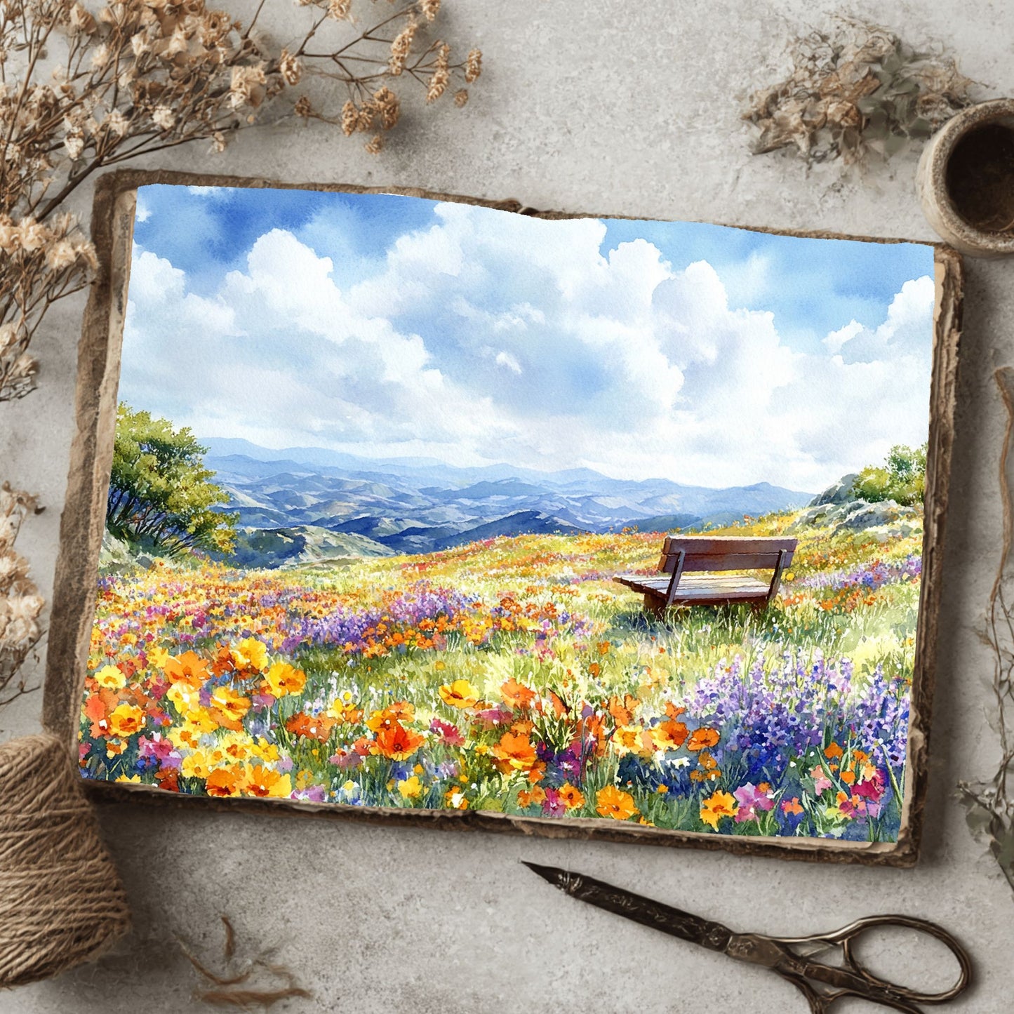 Wildflower Hillside Writing Paper