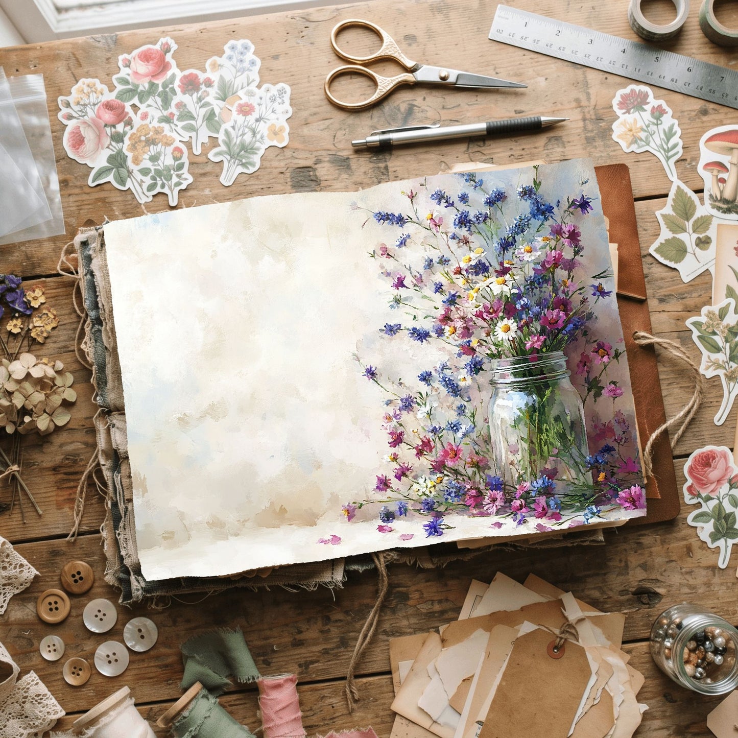 Wildflower Mason Jar Writing Paper