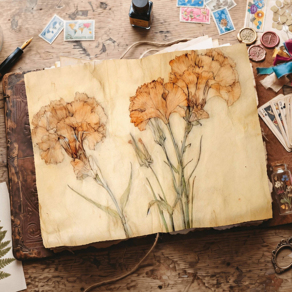 Autumn Carnations Digital Papers