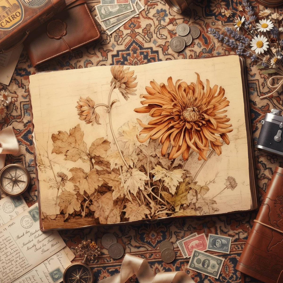 Autumn Chrysanthemums Digital Papers