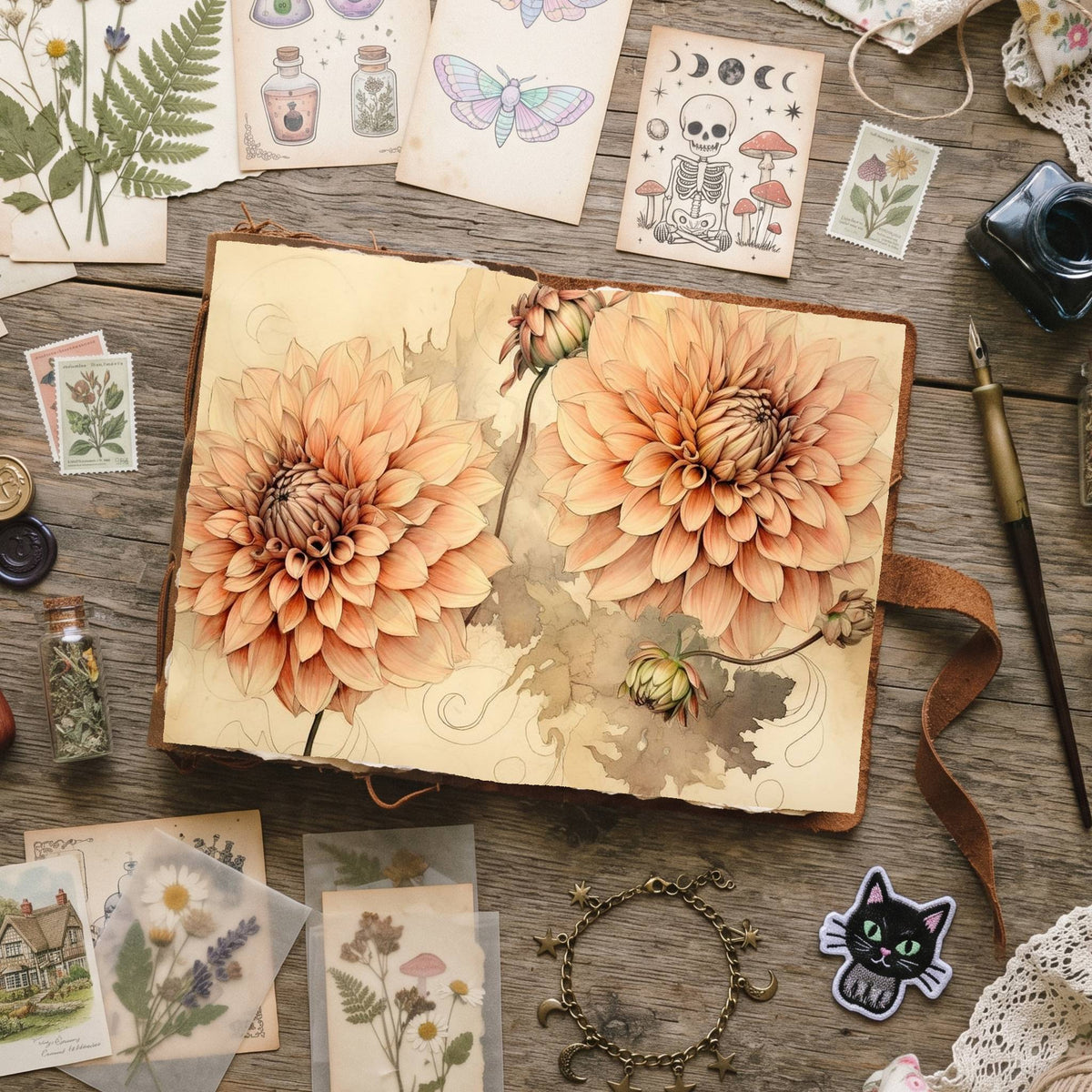 Autumn Dahlias Digital Papers