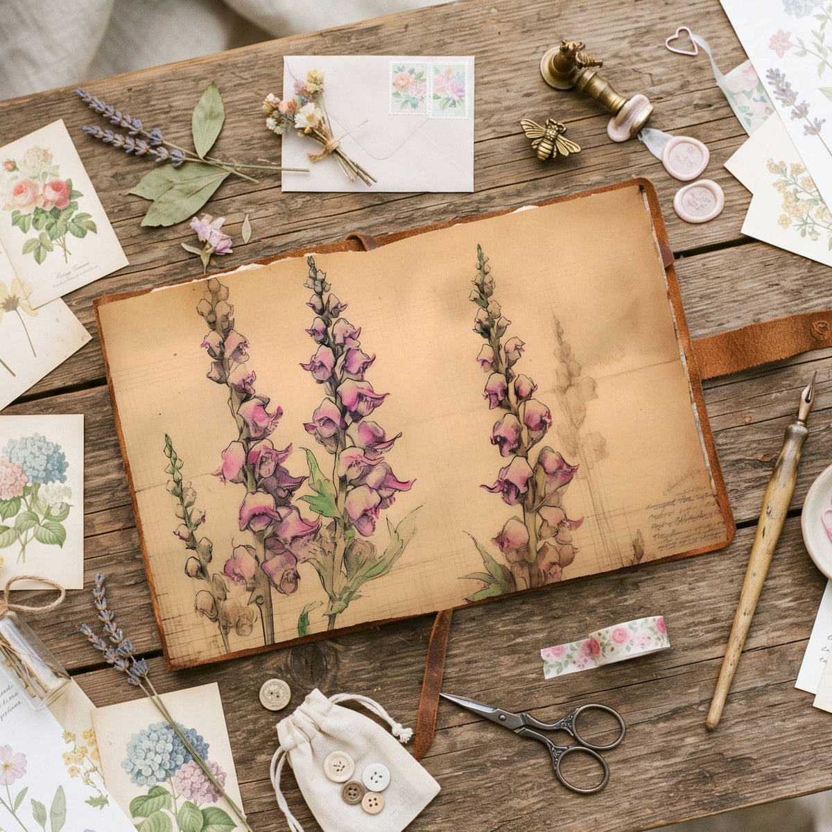 Autumn Digitalis Foxgloves Digital Papers