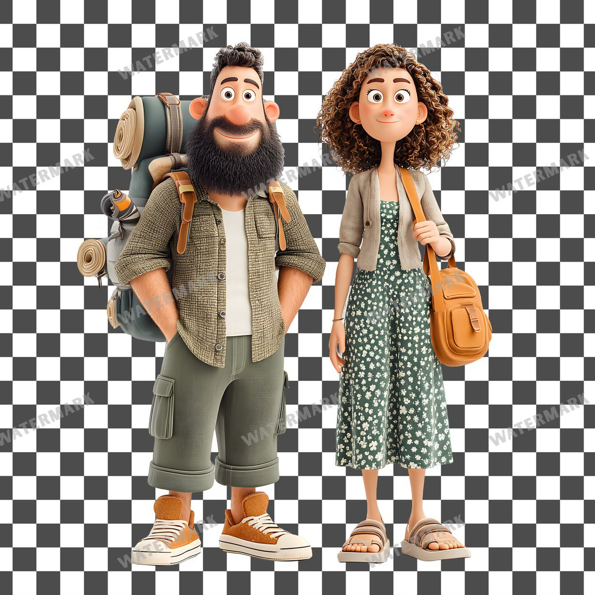 Backpacker Couple Clipart Pngs
