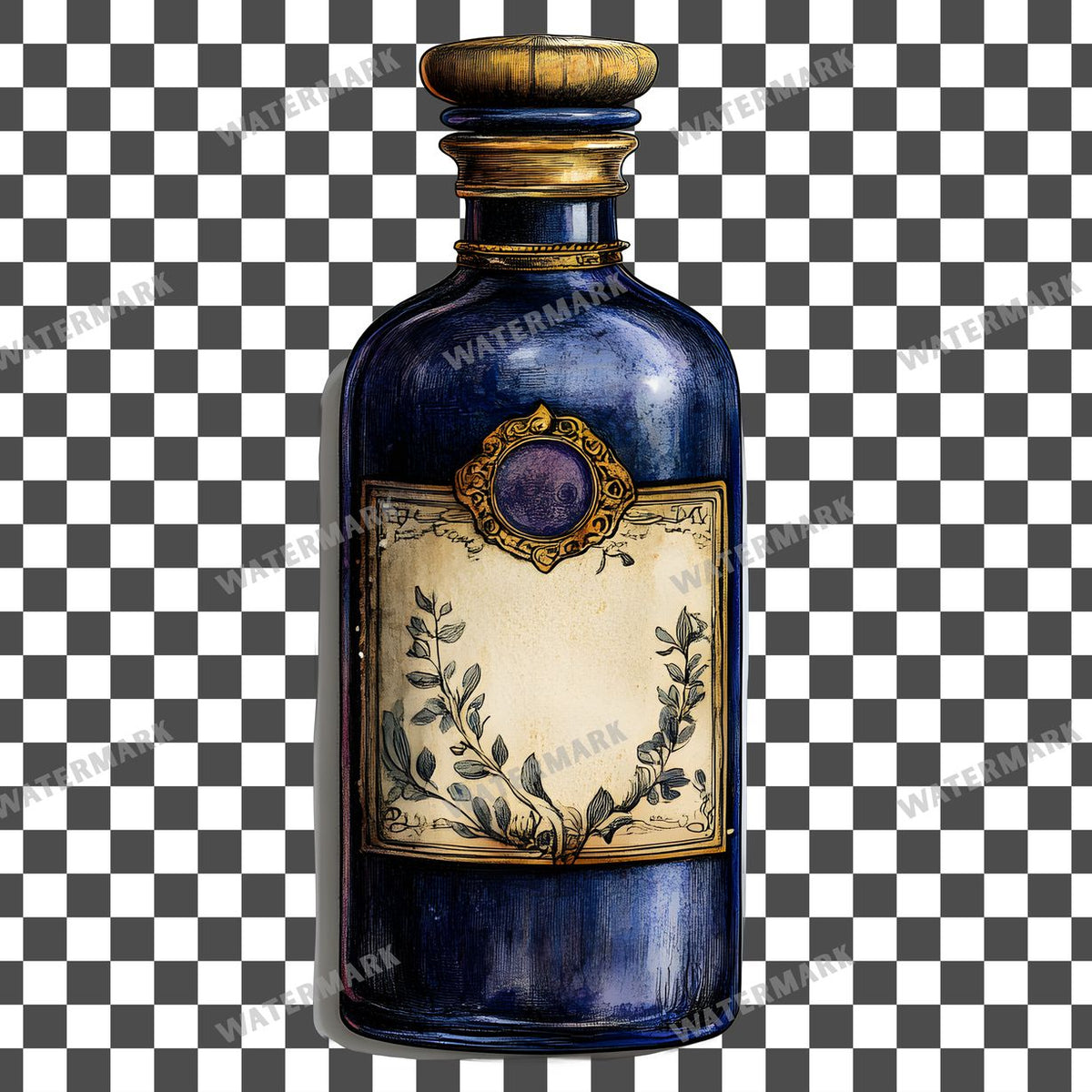 Blue Apothecary Vintage Style Clipart Pngs