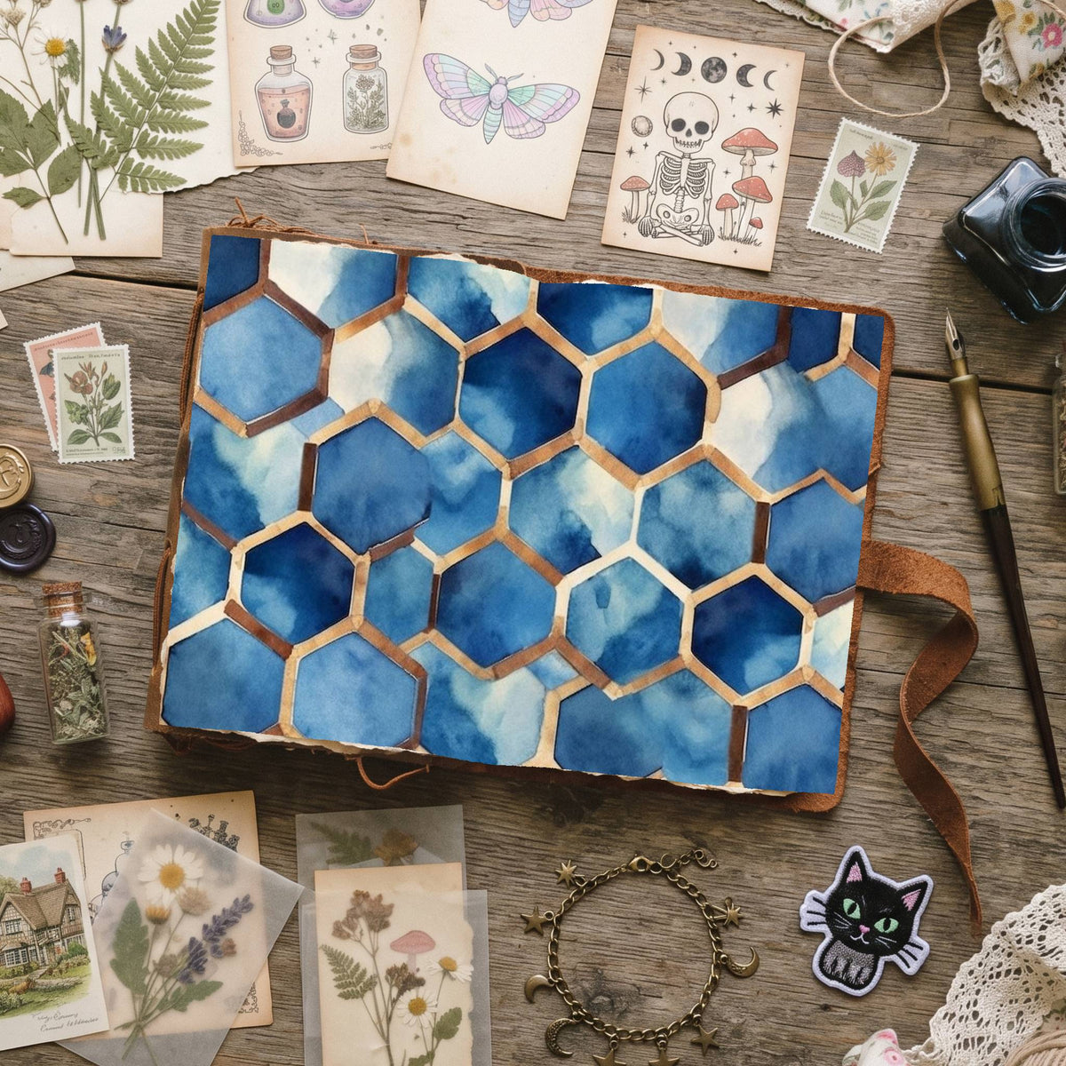 Blue Mixed Patterns Digital Papers