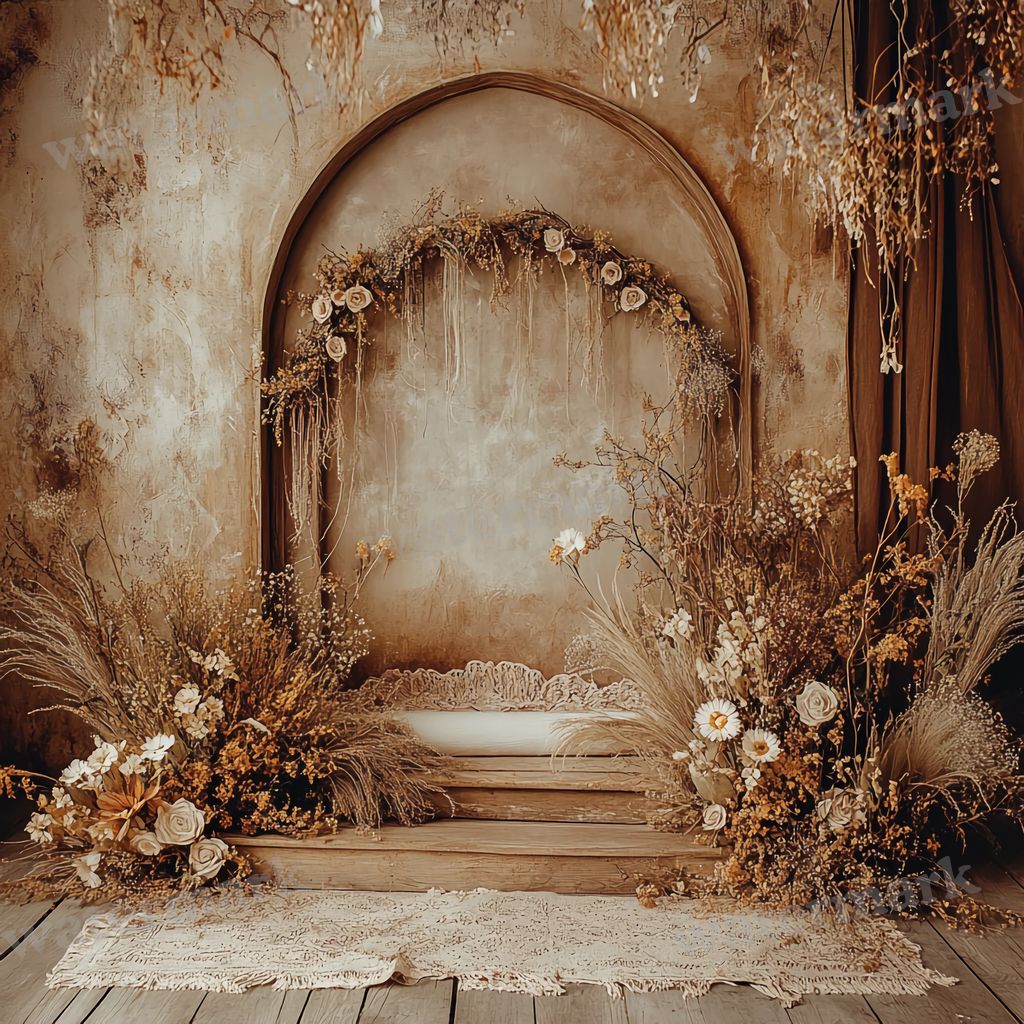 Boho Arches digital photo backdrop for photo editing, preview 1