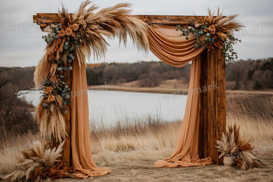 Boho Natural Wood Arch Backdrop Images