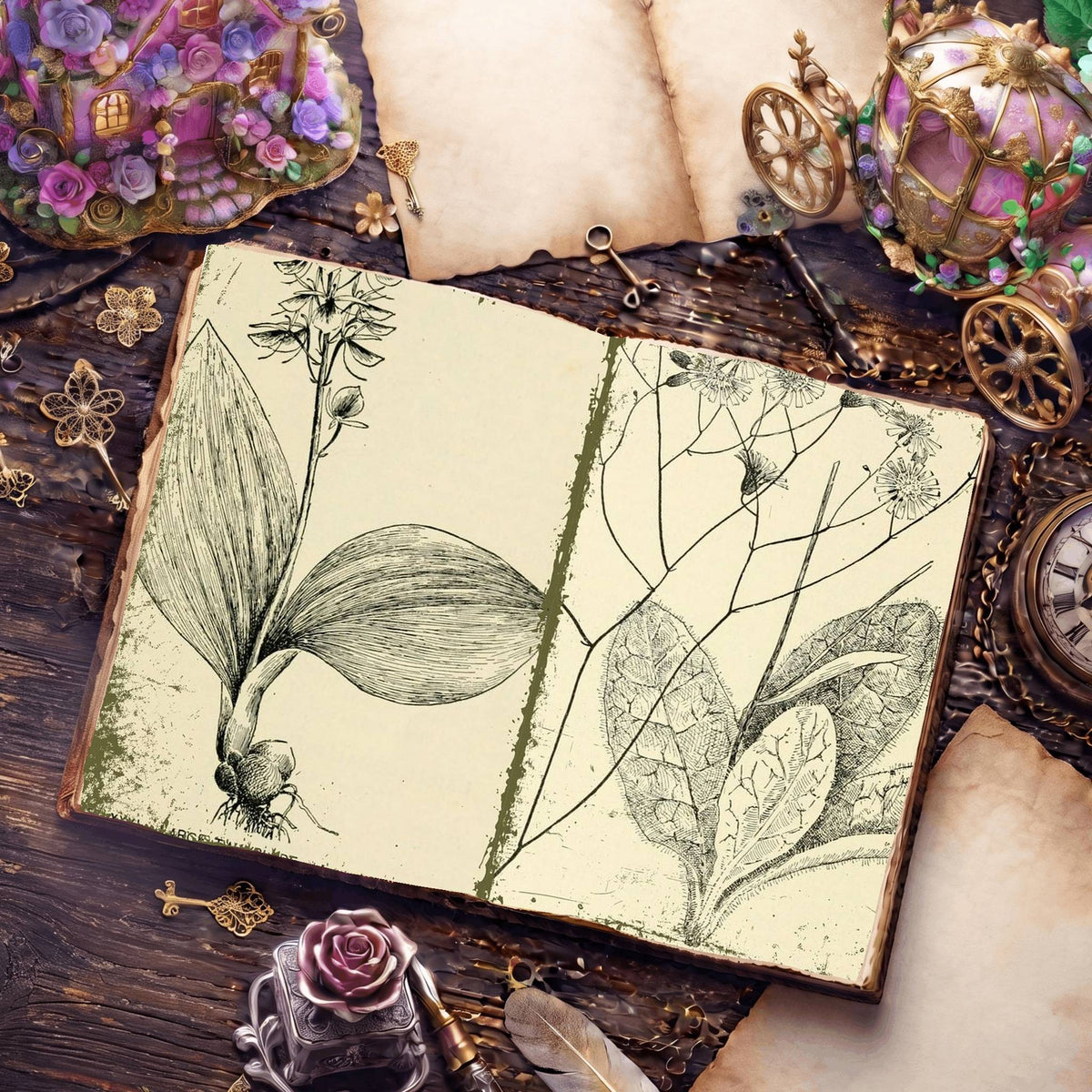 Botanical Sketches Digital Papers