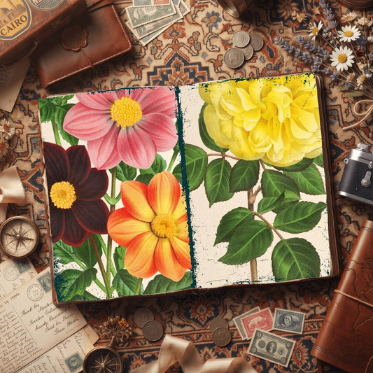 Botanical printable junk journal paper, page preview 2