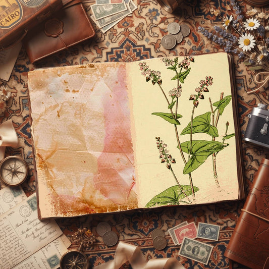 Botanical printable junk journal paper, page preview 2