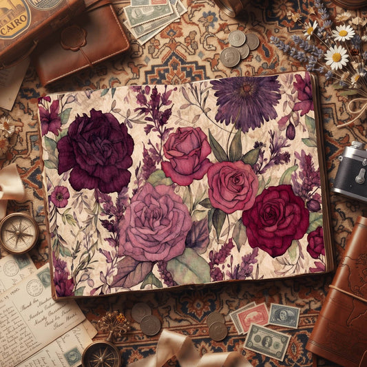 Burgandy Roses Digital Papers