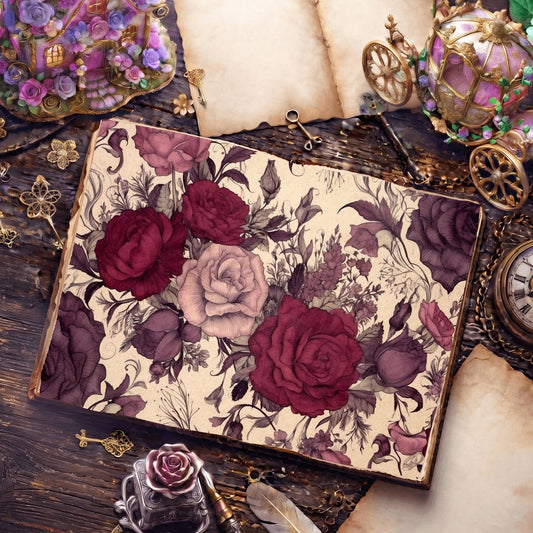 Burgandy Roses Digital Papers
